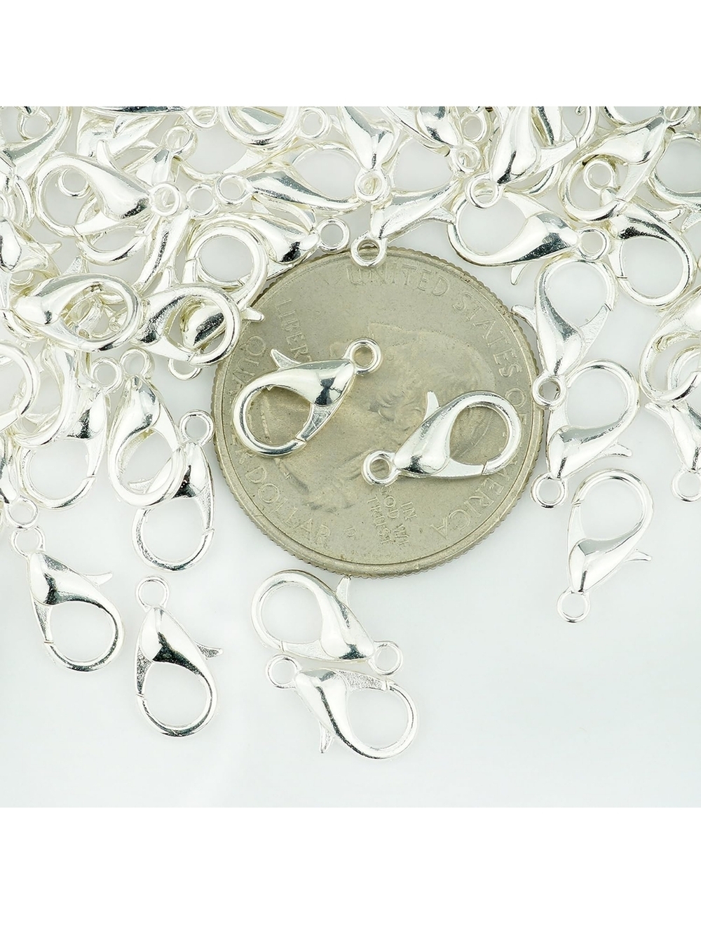 99pcs 12mmx7mm Silver Plate Lobster Parrotclasp (2)